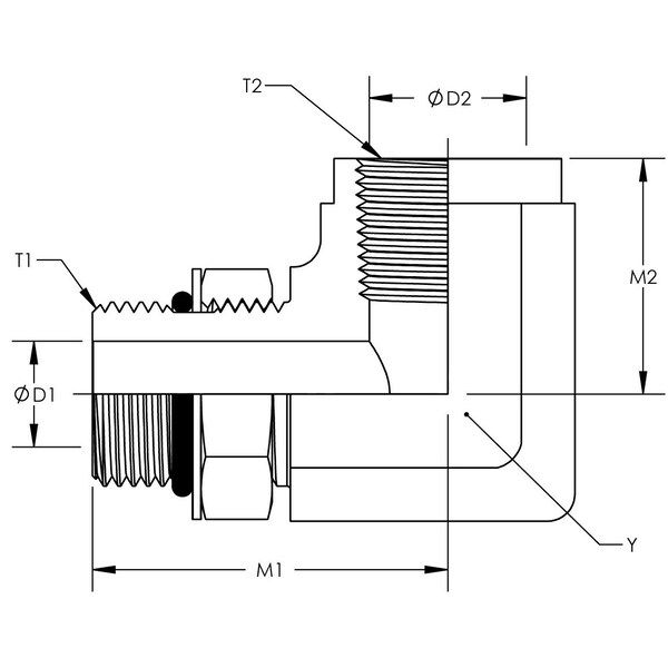 Male O-Ring Boss Adjustable To Female Pipe 90° Elbow